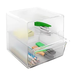 ARCHIVO 2000 Organizer Con 1 Cassetto Chiuso E 1 Ripiano Archicubo, Impilabile, 15 X 15 X 19 Cm, Polistirene, Trasparente