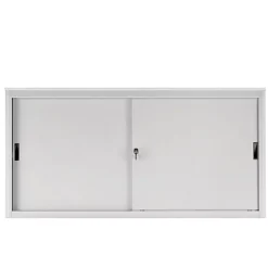 Armadi Metallici Bassi Con Ante Scorrevoli - Colore Grigio Chiaro - Dimensioni Cm 150 X 45 X 85
