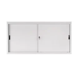 Armadi Metallici Bassi Con Ante Scorrevoli - Colore Grigio Chiaro - Dimensioni Cm 180 X 45 X 85
