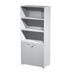 Armadio Componibile Alto Ante Battenti Inferiori, 90 X 46 X 200 Cm, Grigio