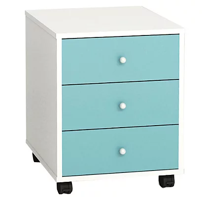 Cassettiera A 3 Cassetti Con Ruote Multicolor, Bianco E Azzurro 1 Cassettiera A 3 Cassetti Con Ruote Multicolor, Bianco E Azzurro