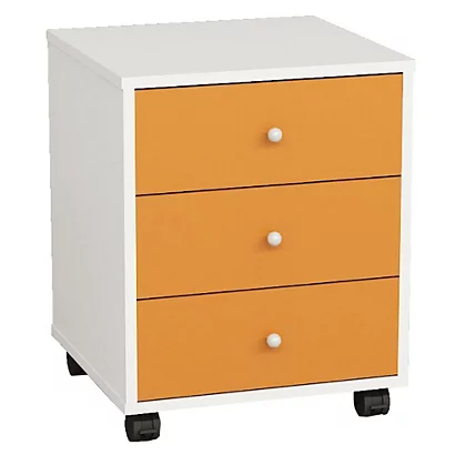 Cassettiera A 3 Cassetti Multicolor, Con Ruote, Bianco E Arancione 1 Cassettiera A 3 Cassetti Multicolor, Con Ruote, Bianco E Arancione