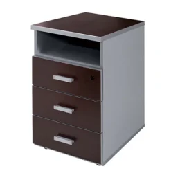 Cassettiera Fissa A 3 Cassetti + Vano A Giorno Linea Vertigo, 44 X 52 X 72 Cm, Wengè