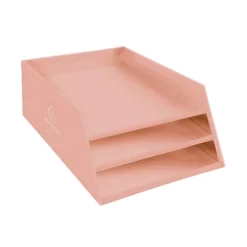 EXACOMPTA Vaschetta Portacorrispondenza In Cartone Linea Aquarel, 3 Scomparti, Corallo