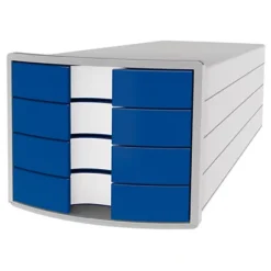 Han Impuls Cassettiera Da Scrivania, 4 Cassetti Chiusi, Blu