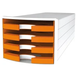 Han Impuls Trend Cassettiera Da Scrivania, 4 Cassetti Aperti, Arancio