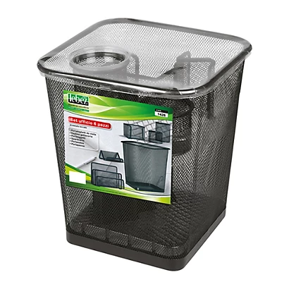 LEBEZ Set Scrivania - 6 Accessori - Rete Metallica - Nero 1 LEBEZ Set Scrivania - 6 Accessori - Rete Metallica - Nero