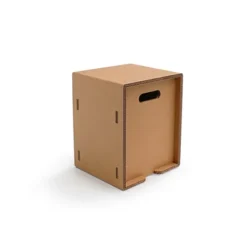 Linea EcoDesign Sgabello Cubo In Cartone Cedro, 33 X 33 X 45 Cm, Avana