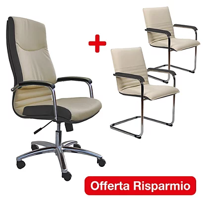 Offerta Poltrona Noemi Fashion: 1 Poltrona Presidenziale + 1 Coppia Sedie Attesa Colore Panna/nero 1 Offerta Poltrona Noemi Fashion: 1 Poltrona Presidenziale + 1 Coppia Sedie Attesa Colore Panna/nero