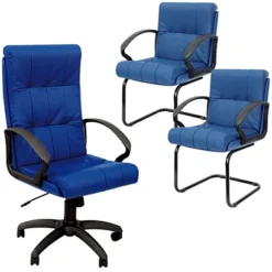 Offerta Poltrona Presidenziale Sandra + 2 Poltrone Attesa Sandra, Similpelle, Blu