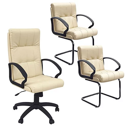 Offerta Poltrona Presidenziale Sandra + 2 Poltrone Attesa Sandra, Similpelle, Panna 1 Offerta Poltrona Presidenziale Sandra + 2 Poltrone Attesa Sandra, Similpelle, Panna