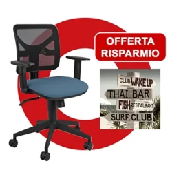 Offerta Risparmio 1 Sedia Operativa Marine Nero/Blu + 1 Quadro Direzione Spiaggia