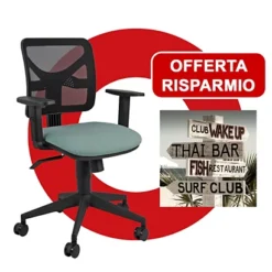 Offerta Risparmio 1 Sedia Operativa Marine Nero/Verde Acqua + 1 Quadro Direzione Spiaggia