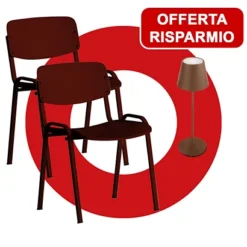 Offerta Risparmio 2 Sedie Attesa Shade Bordeaux + 1 Lampada Led Josephine Marrone