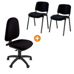 Offerta Sedia "Swing" + Coppia Sedie Attesa Impilabili Colore Nero