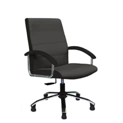 Poltrona Attesa Krissy, Parte Anteriore Similpelle Grigio Antracite, Fasce E Retro Tessuto Nero.