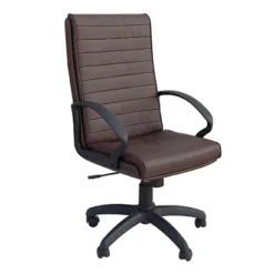 Poltrona Presidenziale Martina, Similpelle, Base Nylon E Braccioli In Polipropilene, Marrone