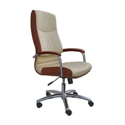 Poltrona Presidenziale Noemi Fashion, Similpelle, Panna/Cuoio