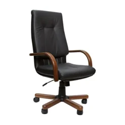 Poltrona Presidenziale, Pelle, Nero/Legno