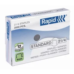 Rapid Punti Metallici Modelllo 21/4 - Passo 6 Mm - Altezza Gamba 4 Mm (confezione 20000 Pezzi)