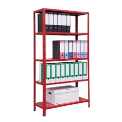 Scaffalatura Metallica A 5 Ripiani - Rosso - Cm 100 X 40 X 187 H.