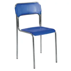 Sedia Attesa Impilabile Crystal, Polipropilene, Blu Traslucido