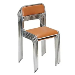 Sedia Attesa Impilabile Economy, PVC, Marrone