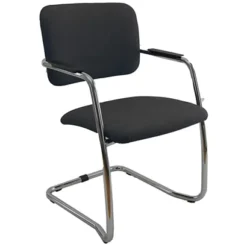 Sedia Attesa Impilabile Lucy, Tessuto Poliestere 100%, Nero