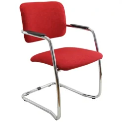 Sedia Attesa Impilabile Lucy, Tessuto Poliestere 100%, Rosso