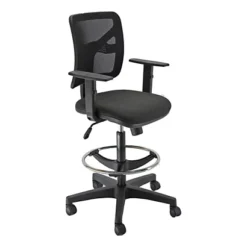 Sedia Disegnatore, Rete In Poliestere E Sedile In Tessuto 100% Polipropilene, Nero