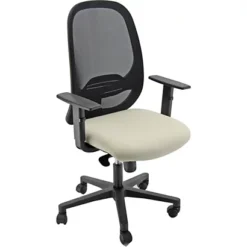 Sedia Operativa Ergonomica Grace Con Braccioli, Tessuto Ignifugo, Struttura Nero/Tessuto Beige