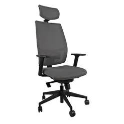 Sedia Operativa Ergonomica Melany Con Braccioli E Poggiatesta, Tessuto Runner 3D, Grigio Scuro