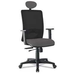 Sedia Operativa Ergonomica Étoile Con Braccioli E Poggiatesta, Tessuto Gabriel Chili, Nero