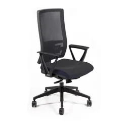 Sedia Operativa Olympic Con Ruote E Braccioli, Tessuto Ignifugo Nero