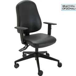 Sedia Operativa Sanificabile "Power @ntibatterica", Ecopelle, Nero