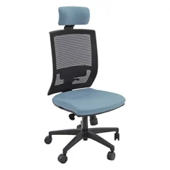 Sedia Semi-direzionale Middy Con Poggiatesta, Tessuto Ignifugo, Azzurro