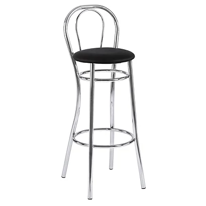 Sgabello Alto Kelly Con Schienale, Nero 1 Sgabello Alto Kelly Con Schienale, Nero