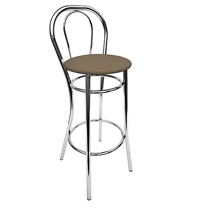 Sgabello Alto Kelly Con Schienale, Tortora 1 Sgabello Alto Kelly Con Schienale, Tortora