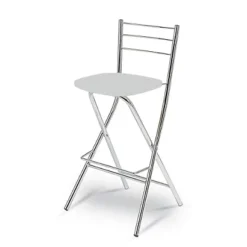 Sgabello Alto Pieghevole Cleo Con Schienale, Bianco (confezione 2 Pezzi)