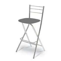 Sgabello Alto Pieghevole Cleo Con Schienale, Grigio (confezione 2 Pezzi)