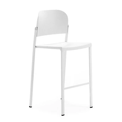 Sgabello Alto Sabry Con Schienale, Bianco 1 Sgabello Alto Sabry Con Schienale, Bianco