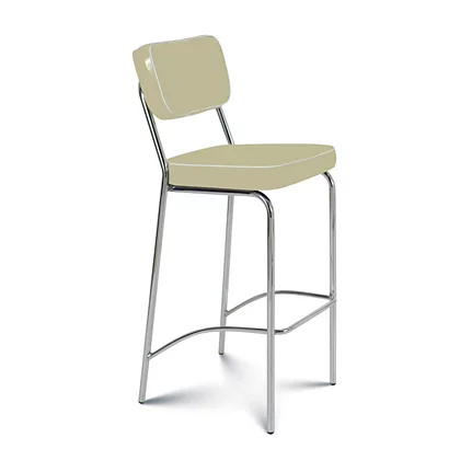 Sgabello Alto Saloon Con Schienale, Beige 1 Sgabello Alto Saloon Con Schienale, Beige