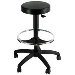Sgabello Disegnatore Su Ruote - Sedile Regolabile In Altezza - Nero